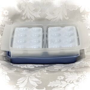 NWOT Tupperware Blue and White Egg Storage Set (LAST one)